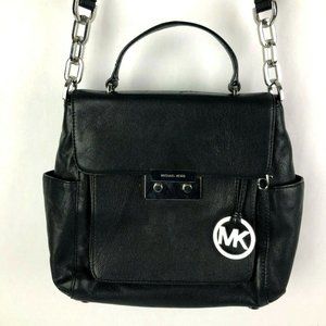 Michael Kors Black Leather Purse Flap Cross Body